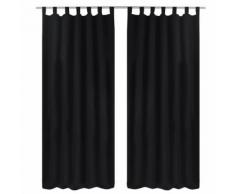 vidaXL 2 pcs Rideau à Passant Micro Satin Noir 140 x 225 cm