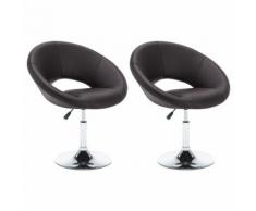 vidaXL Chaises pivotantes à dîner 2 pcs Marron Similicuir