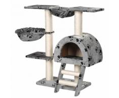 vidaXL Arbre à chat 105 cm en gris avec motif d'empreinte de patte