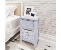 vidaXL Table de chevet 2 pcs Bois Blanc