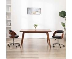 vidaXL Chaise pivotante à dîner Blanc Bois courbé et similicuir