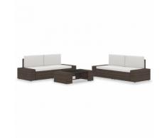 vidaXL Salon de jardin 5 pcs Résine tressée Marron