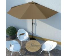 vidaXL Parasol de balcon avec mât en aluminium Taupe 300x150 cm Demi
