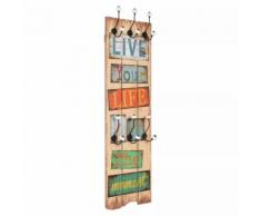vidaXL Porte-manteau mural avec 6 crochets 120 x 40 cm LIVE LIFE