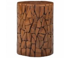 vidaXL Tabouret mosaïque Marron Bois de teck solide