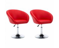 vidaXL Chaises pivotantes à dîner 2 pcs Rouge Similicuir