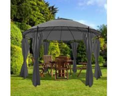 vidaXL Velvédère avec rideaux Rond 3,5 x 2,7 m Anthracite