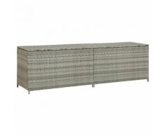 vidaXL Boîte de rangement de jardin Résine tressée 200x50x60 cm Gris