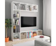 vidaXL Jeu de bibliothèque/meuble TV 3 pcs Blanc brillant 180x30x180cm
