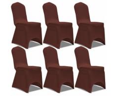 vidaXL Housse de chaise extensible 6 pcs marron