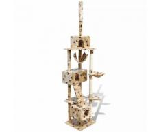 vidaXL Arbre à chat en beige avec empreinte de patte 220-240 cm 3 niches