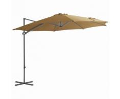 vidaXL Parasol en porte-à-faux avec mât en acier Taupe 300 cm