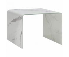 vidaXL Table basse Blanc Marbre 50 x 50 x 45 cm Verre trempé