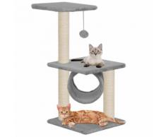 vidaXL Arbre à chat avec griffoirs en sisal 65 cm Gris