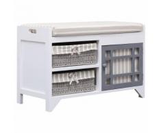 vidaXL Banc d'entrée Blanc 70 x 33,5 x 45 cm Bois de Paulownia