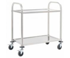 vidaXL Chariot de cuisine à 2 niveaux 87x45x83,5 cm Acier inoxydable