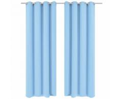 vidaXL Rideau avec œillets métalliques 2 pcs 135 x 175 cm Turquoise