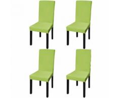 vidaXL Housse de chaise droite extensible 4 pcs vert