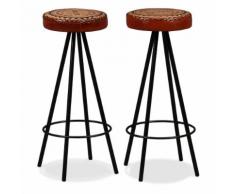 vidaXL Tabourets de bar 2 pcs Cuir véritable