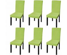 vidaXL Housse de chaise droite extensible 6 pcs vert
