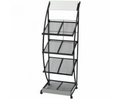 vidaXL Porte-revue 47 x 40 x 134 cm Noir et blanc A4