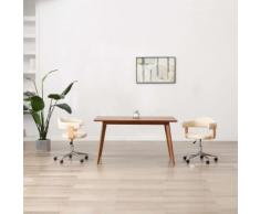vidaXL Chaise pivotante à dîner Crème Bois courbé et Similicuir