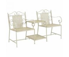 vidaXL Banc de jardin à 2 places 161 cm Acier Blanc