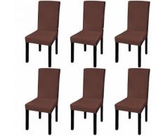 vidaXL Housse de chaise droite extensible 6 pcs marron