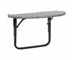 vidaXL Table de balcon Gris 60x60x50 cm Résine tressée