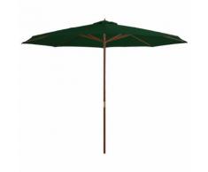 vidaXL Parasol avec mât en bois 350 cm Vert