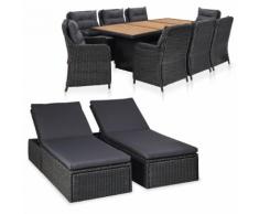 vidaXL Salon de jardin 11 pcs Résine tressée Noir