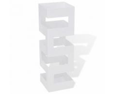 vidaXL Blanc Carré Porte-parapluie Stockage pour cannes bâtons Acier 48,5 cm