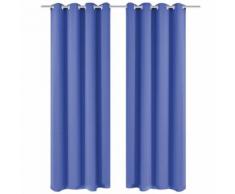 vidaXL Rideau avec œillets métalliques 2 pcs 135 x 245 cm Bleu
