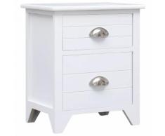 vidaXL Table de chevet Blanc 38x28x45 cm Bois de Paulownia