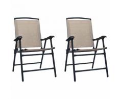 vidaXL Chaises de jardin pliables 2 pcs Textilène Taupe