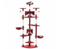 vidaXL Arbre à chat avec griffoirs en sisal 203 cm Rouge et Blanc