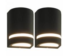 vidaXL Appliques murales d'extérieur 2 pcs 35 W Noir Demi-rond