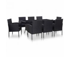 vidaXL Salon de jardin 9 pcs Résine tressée Noir