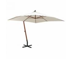 vidaXL Parasol 300 x 300 cm Poteau en bois Blanc