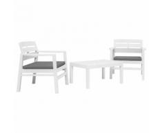 vidaXL Salon de jardin 3 pcs Plastique Blanc