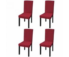 vidaXL Housse de chaise droite extensible 4 pcs Bordeaux