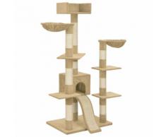 vidaXL Arbre à chat avec griffoirs en sisal Beige 183 cm XXL