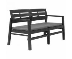 vidaXL Banc de jardin 2 places et coussins 133 cm Plastique Anthracite