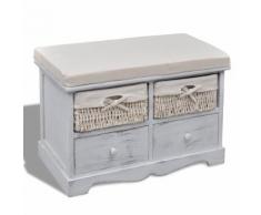vidaXL Banc de rangement Blanc 62x33x42 cm Bois de paulownia