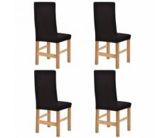 vidaXL Housse de chaise étirable 4 pcs Polyester tissu côtelé Marron