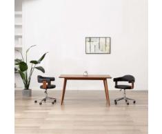 vidaXL Chaise pivotante à dîner Noir Bois courbé et similicuir