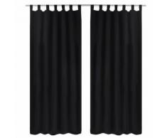 vidaXL 2 pcs Rideau à Passant Micro Satin Noir 140 x 245 cm