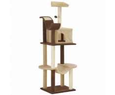 vidaXL Arbre à chat avec griffoirs en sisal Marron et beige 155 cm