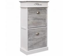 vidaXL Armoire à chaussures Gris 50 x 28 x 98 cm Bois de Paulownia