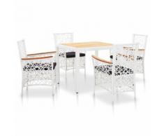 vidaXL Salon de jardin 5 pcs Résine tressée Blanc